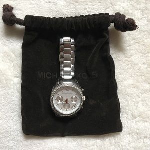 Michael Kors pave detailed silver watch